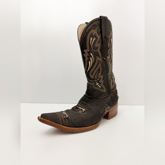 White Diamonds Shoes - White Diamonds Denim Distressed Western Boots - 7